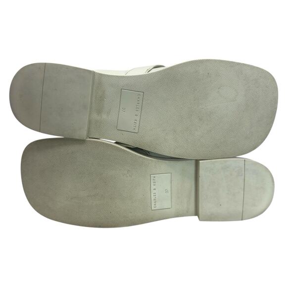Leather Buckled Round Toe Mules Chalk C&K Women 6/37 Casual Neutral Capsule Clog - Picture 13 of 15